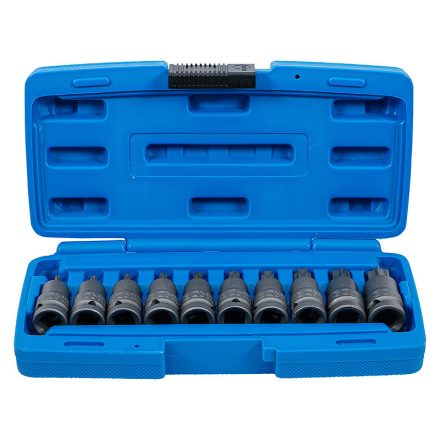 Levegős bit-dugókulcskészlet, 1/2", T-profil (Torx) T20 - T70, 10 darabos, rövid