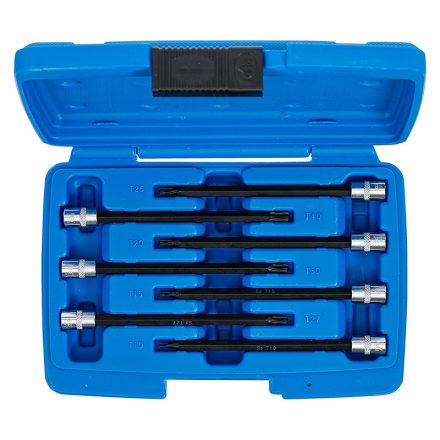 Behajtófej-készlet, 1/4", T-profil (Torx) gömbfejes T10 - T40, 7 darabos